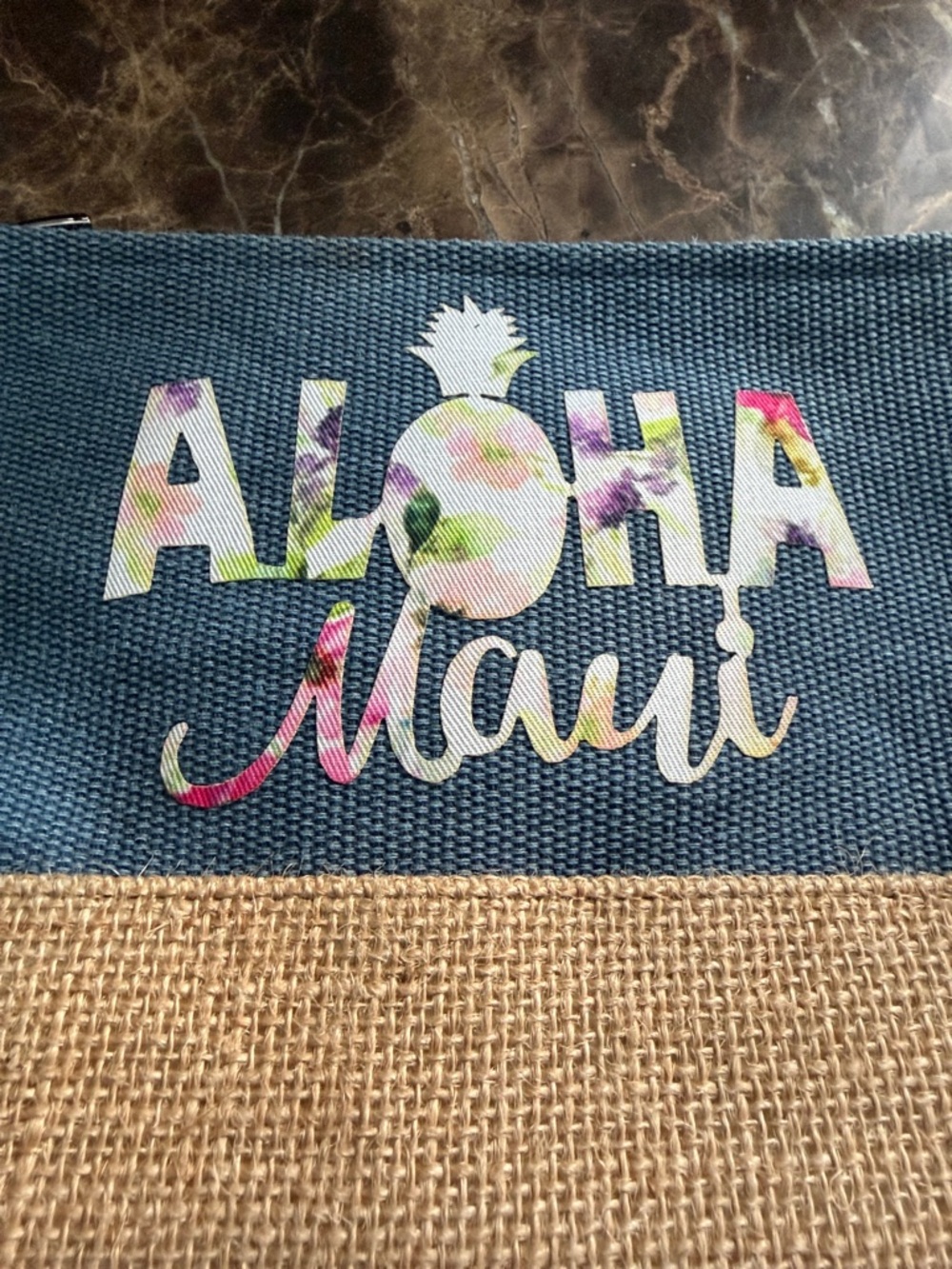 Blue 'Aloha Maui' Wristlet Clutch